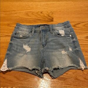 Judy Blue Distressed Jean Shorts with Frayed Hem